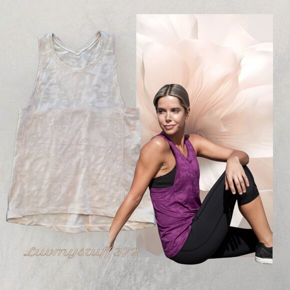 🌸🌞🌸 RARE Lululemon Run for Days Tank in Camo Pink Nude Blush - Picture 1 of 13